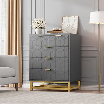 5 Drawer Dresser for Bedroom,Chest of Drawers with Metal Base,Modern Dresser Chest Cabinet Organizer
