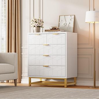 5 Drawer Dresser for Bedroom,Chest of Drawers with Metal Base,Modern Dresser Chest Cabinet Organizer