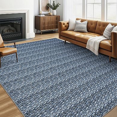 Area Rugs Modern Woven Pattern Accent Rugs with Non-Slip Backing, Washable Soft Low Pile Carpet