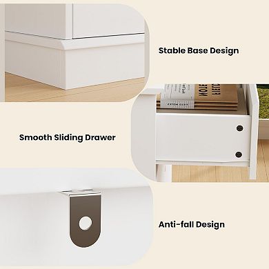 Dresser for Bedroom with 6 Drawers, Modern Chest Featuring LED Lights and Charging Station