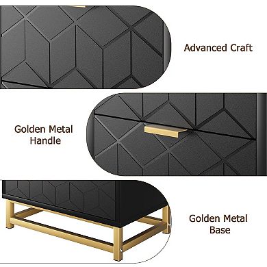 Wide 6-Drawer Modern Dresser, Metal Legs Storage Chest for Bedroom