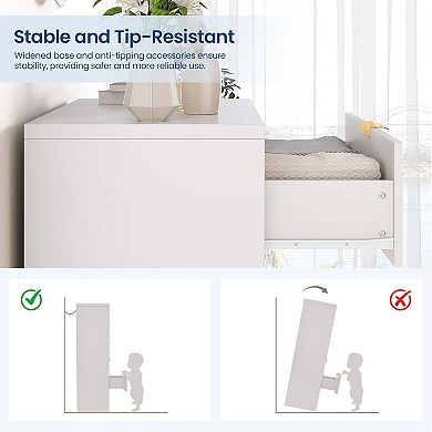 ANIXOL Modern Fluted 5-Drawer Tall Dresser with Gold Handles