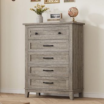 5 Dresser for Bedroom, 41.3 in Tall Vertical Drawer Dresser with Large Storage, Freestanding Wooden