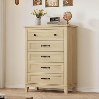 5 Dresser for Bedroom, 41.3 in Tall Vertical Drawer Dresser with Large Storage, Freestanding Wooden