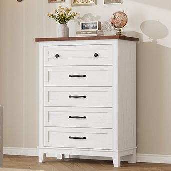 5 Dresser for Bedroom, 41.3 in Tall Vertical Drawer Dresser with Large Storage, Freestanding Wooden