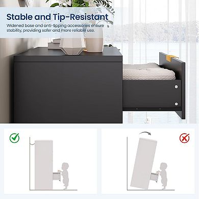 ANIXOL Modern Fluted 4-Drawer Tall Dresser with Gold Handles