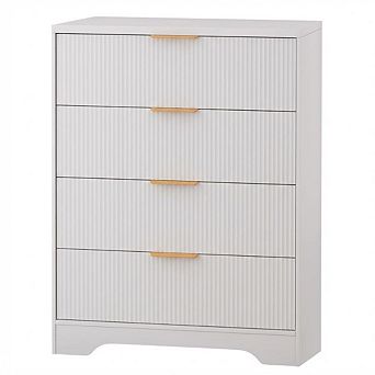 ANIXOL Modern Fluted 4-Drawer Tall Dresser with Gold Handles