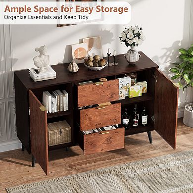 ANIXOL Burl Wood Sideboard Buffet Cabinet