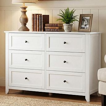 Dresser for Bedroom, 6 Chest of Drawer Dresser Organizer, Modern Wood Storage Cabinet for Living