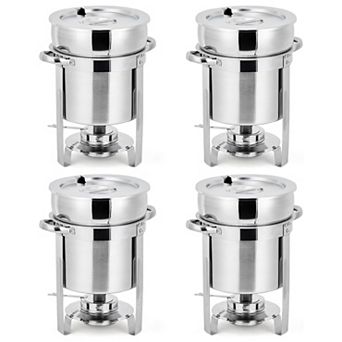 Commercial 11-qt Stainless Steel Round Soup Warmer Set of 4, Food Warmer Chafer
