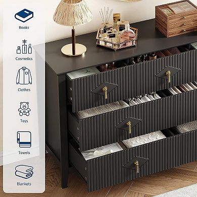 54”W 7-Drawer Dresser, Modern Wood Storage Chest for Living Room