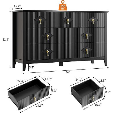 54”W 7-Drawer Dresser, Modern Wood Storage Chest for Living Room