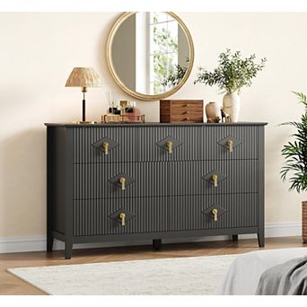 54”W 7-Drawer Dresser, Modern Wood Storage Chest for Living Room