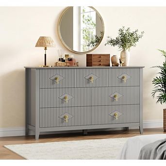 54”W 7-Drawer Dresser, Modern Wood Storage Chest for Living Room