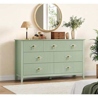 54”W 7-Drawer Dresser, Modern Wood Storage Chest for Living Room