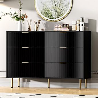 Dresser for Bedroom,6 Drawer Dresser with Wide Drawers,Wooden Chest of Drawers,Modern Storage
