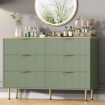 Dresser for Bedroom,6 Drawer Dresser with Wide Drawers,Wooden Chest of Drawers,Modern Storage