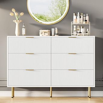 Dresser for Bedroom,6 Drawer Dresser with Wide Drawers,Wooden Chest of Drawers,Modern Storage