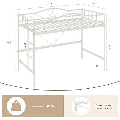 Twin Loft Bed with Ladder & Guardrail, Heavy Duty Metal Bed Frame, 400 lbs Capacity