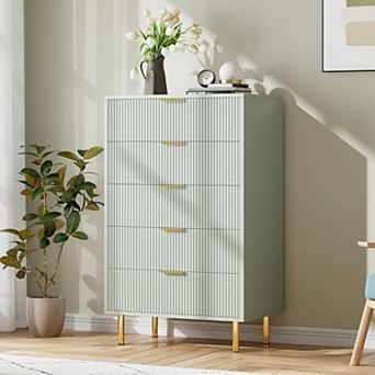 5 Drawer Dresser for Bedroom,48” Tall Dresser Chest of Drawers,Modern Wood Storage Dresser Organizer