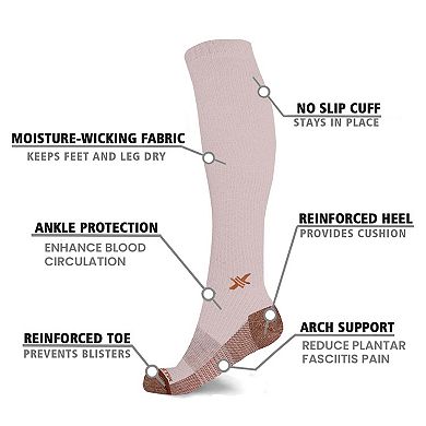 Copper Anti-Fatigue Knee High Compression Socks - 6 Pairs