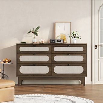 6 Drawer Dresser for Bedroom, Wide Modern Chest of Drawers