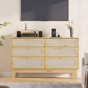 6 Drawer Dresser for Bedroom, Wide Modern Chest of Drawers