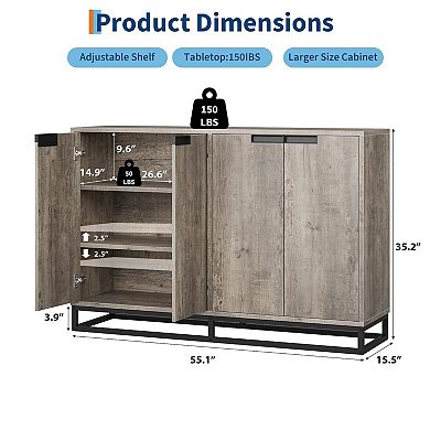 ANIXOL 55" 4-Door Sideboard Buffet Cabinet