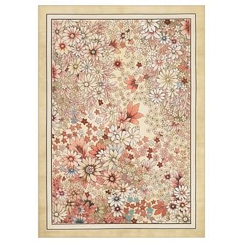 Machine Washable Rug 5x7 for Living Room Non Slip Boho Area Rug Floral Low Pile Large Carpet Rugs