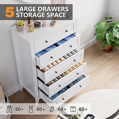 ANIXOL Modern 5-Drawer Tall Dresser for Bedroom