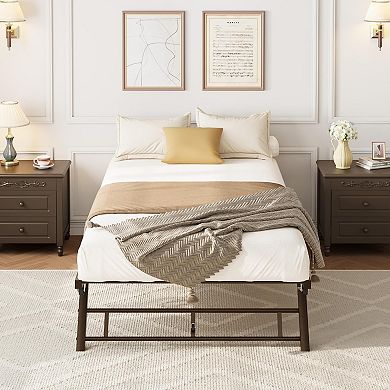 Trundle Bed Twin with Lockable Wheels, Pop Up Twin Trundle Bed, Sturdy Metal Foldable Bed Frame