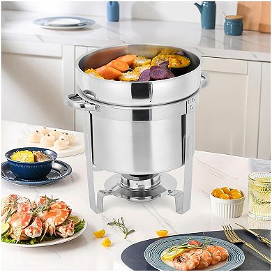 7QT Commercial Soup Warmer Set, 4 Pack Stainless Steel Round Soup Chafer with Pots
