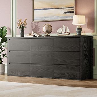 9-Drawer Wide Dresser, Modern Wood Storage Chest for Bedroom Living Room Entryway