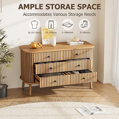 ANIXOL Modern 6-Drawer Dresser with Curved Textured Fronts