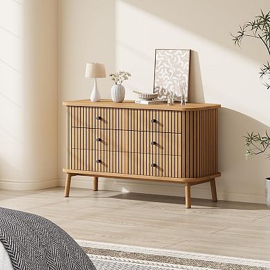 ANIXOL Modern 6-Drawer Dresser with Curved Textured Fronts