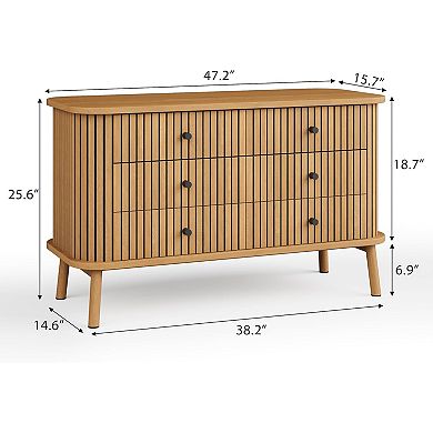 ANIXOL Modern 6-Drawer Dresser with Curved Textured Fronts