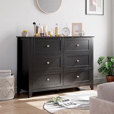 ANIXOL Modern 6-Drawer Wide Dresser for Bedroom