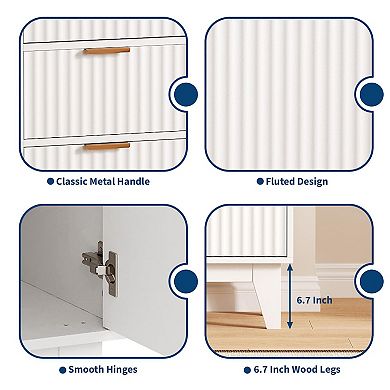 ANIXOL Fluted Sideboard Buffet Cabinet