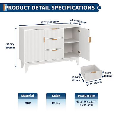 ANIXOL Fluted Sideboard Buffet Cabinet