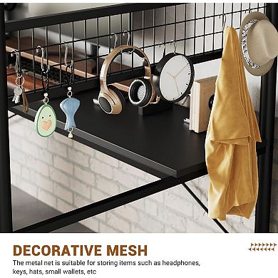 Twin Loft Bed with L-Shaped Desk & Storage Shelf, Heavy Duty Metal Frame for Adults