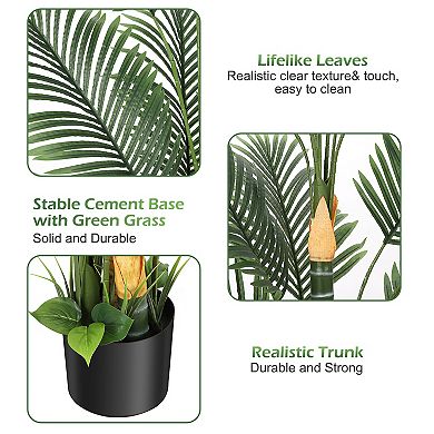 1 Pack Artificial Palm Tree, Artificial Plants with Basic Planter
