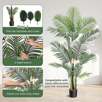 1 Pack Artificial Palm Tree, Artificial Plants with Basic Planter
