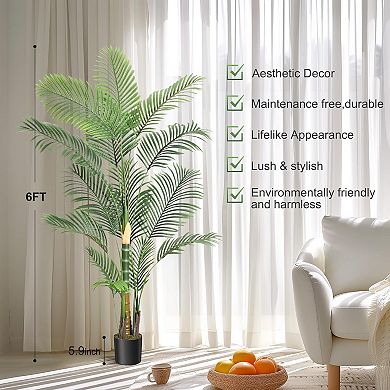 1 Pack Artificial Palm Tree, Artificial Plants with Basic Planter