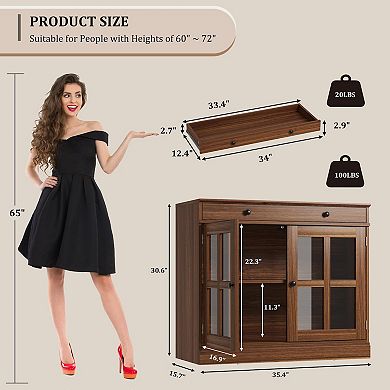Craze Ventures 35.4" Buffet Cabinet with Glass Doors