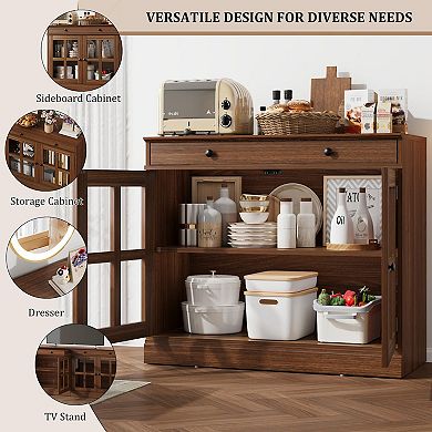 Craze Ventures 35.4" Buffet Cabinet with Glass Doors