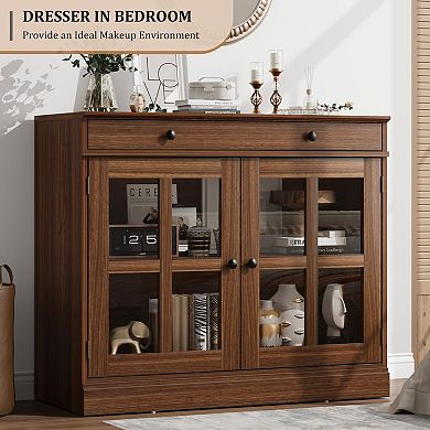 Craze Ventures 35.4" Buffet Cabinet with Glass Doors