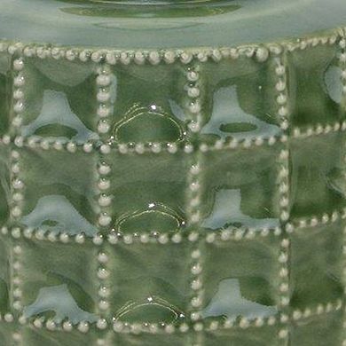 HomeRoots 7" Green Terracotta Geometric Cylinder Table Vase