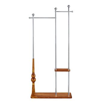Aurora Ascent Natural & Silver 70 in Industrial Solid Wood Coat Rack