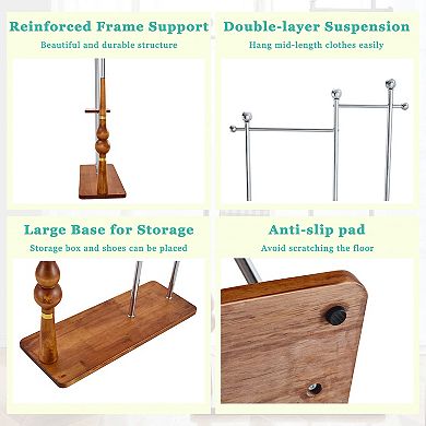 Aurora Ascent Natural & Silver 70-in. Industrial Solid Wood Coat Rack