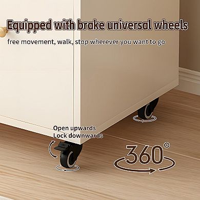 Aurora Ascent White 5-Tier 360-Degree Rotating Bookshelf with Storage Drawer